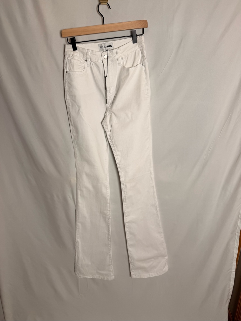 Fashion Nova White High-Rise Flare Jeans